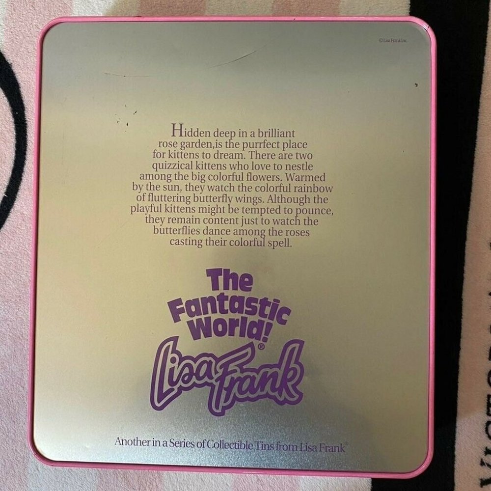 Vintage Lisa Frank Kittens Flowers Butterflies Jumbo Empty Collectible Tin - Picture 10 of 10